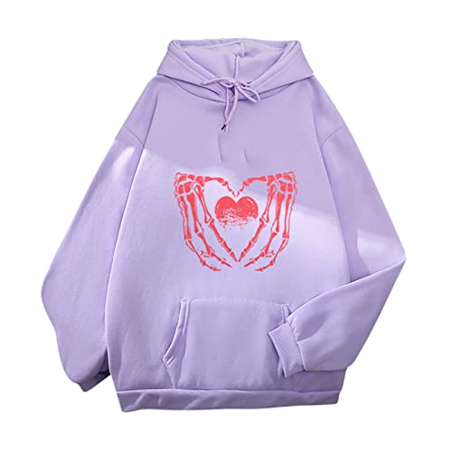 Damen Pullover Elegant Damen süßes Sweatshirt Kawaii Langarm Hoodie Herz...