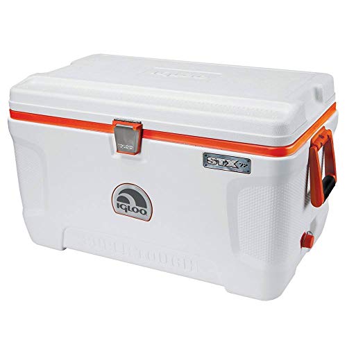 Igloo Super Tough STX Cooler, 72-Quart, White/Orange