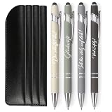 4er Glücksstift Kugelschreiber Set mit Etui, Motivationsstifte Du schaffst das Viel Erfolg, Geschenk zum Ausbildungsverbeginn, ausbildungsbeginn geschenk für Kollegen Schüler Studenten Lehrer