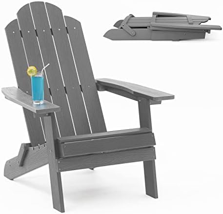 Folding Adirondack Chair Weather Resistant Plastic Fire Pit Chairs Adorondic Plastic Outdoor Chairs for Firepit Area Seating Lifetime