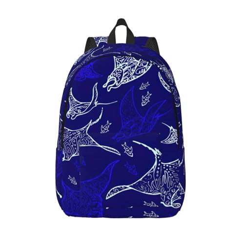 Sac à dos en toile à motif raie manta résistant pour les activités quotidiennes