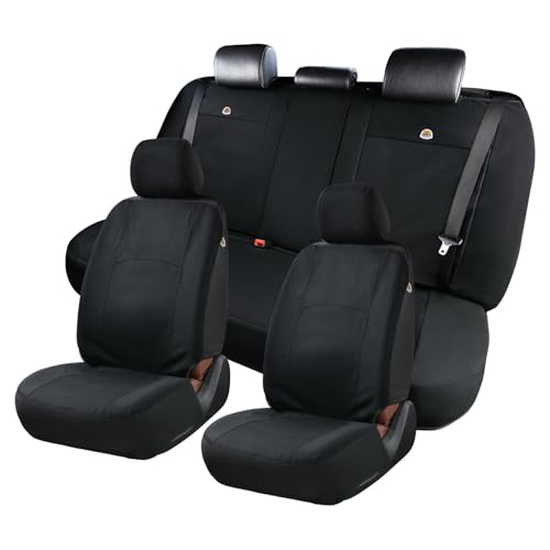 Image of Coverado Car Seat Covers Front, Canvas Universal Seat Covers for Cars, 2-Pack Car Seat Cushions, Auto Seats Protectors for Kids & Dogs, Driver Seat Covers Fit for Most Vehicles Trucks SUVs /Black