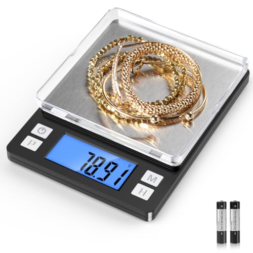 BOMATA 0.01g Small Digital Gram Scale Upgraded 1kg Jewelry Scale with Larger Display and Hold Function High Precision Grams and oz for Herb Coin Powder Gold Yeast Kitchen