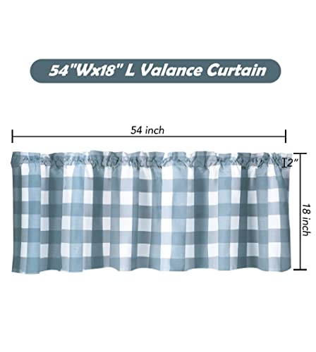 Shunjie.home Buffalo Plaid Valance Curtain For Window, Blue And White Checked Farmhouse Design Window Valances For Kitchen Bedroom Living Room Cafe Decor, 54" X 18",1 Pack #TOP2