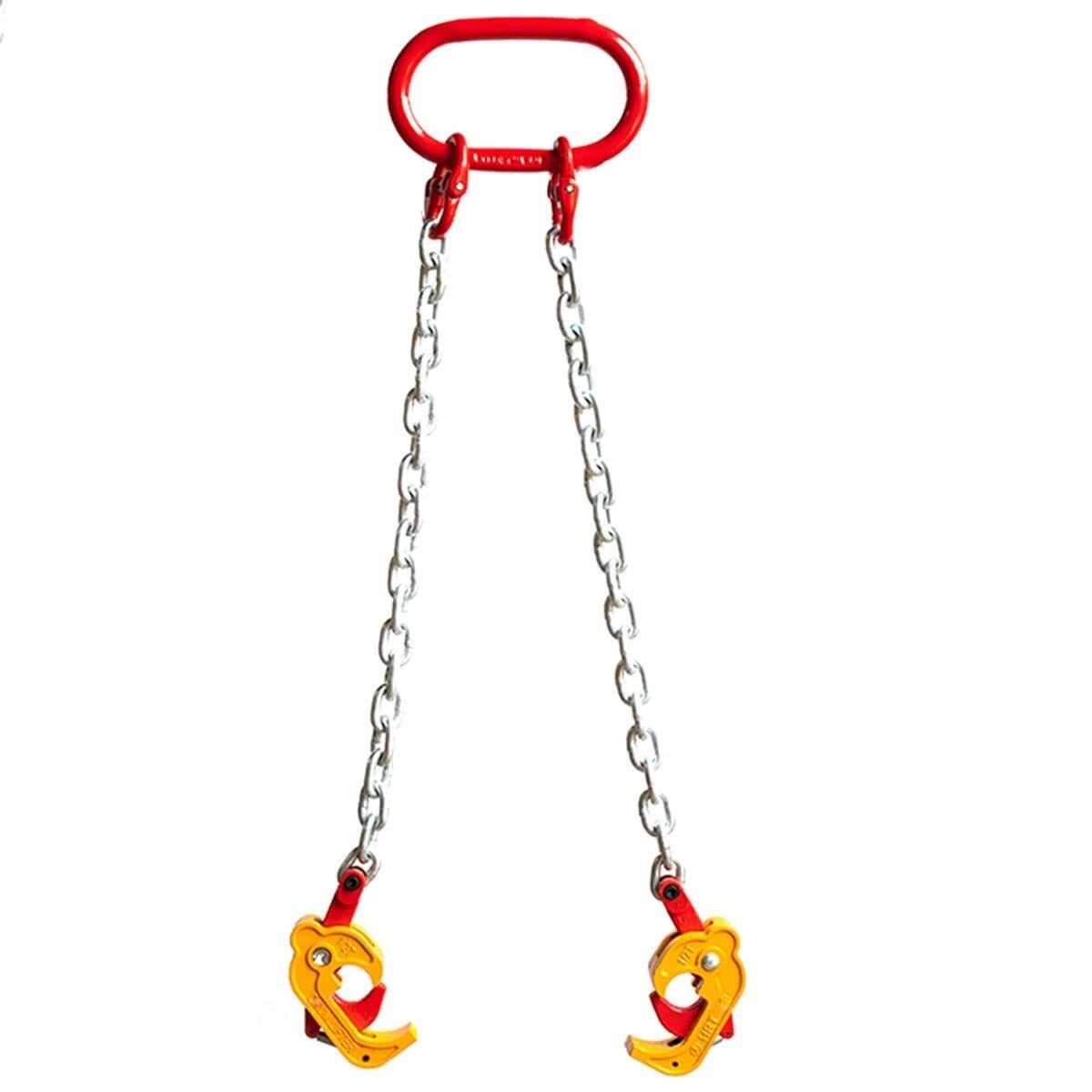 IROEJT Vertical Chain Drum Lifter 2200/4400 Lbs Double Chain Slings with G80 Manganese Steel Chains Lifting Clamps-for Metal/Plastic Drums，C