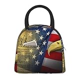 Grand sac à déjeuner isotherme avec motif drapeau américain - Sac fourre-tout isotherme portable pour le travail, les pique-niques, les soirées et plus encore