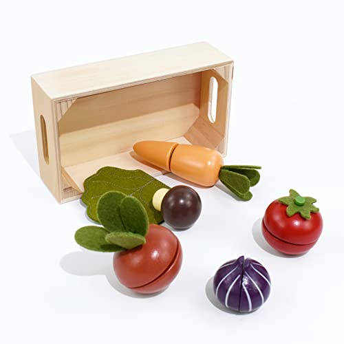 Little Log Holzspiel Lebensmittel Spielzeug-Schneidgemüse Kinder als Kochen Sie Set Kinder Küchenzubehör pädagogisches… – Bild 8