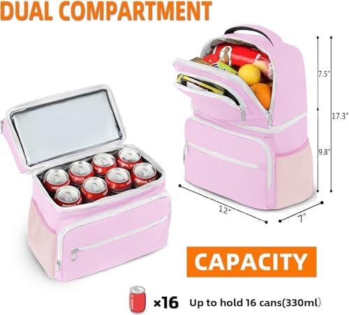Image of MATEIN Cooler Backpack, 26 Cans Insulated Lunch Backpack for Men Women, Leakproof Double Layer Lunch Cooler Bag Lightweight Soft Lunch Backpack with Cooler Compartment, Beach Camping Hiking Beer Gifts