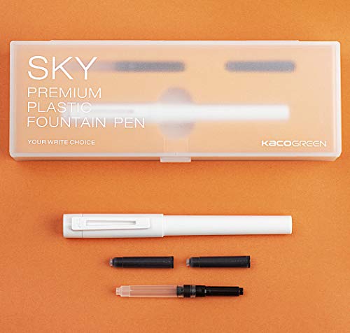 KACO SKY Fountain Pen Includes Gift Box and Ink Refill Converter The Best Gift For Child Or Friend (White, EF Nib)