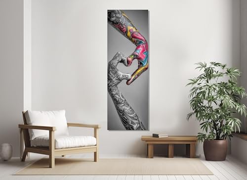Tableau abstrait mains imprimé sur toile style nordique pour salon 50x150cm