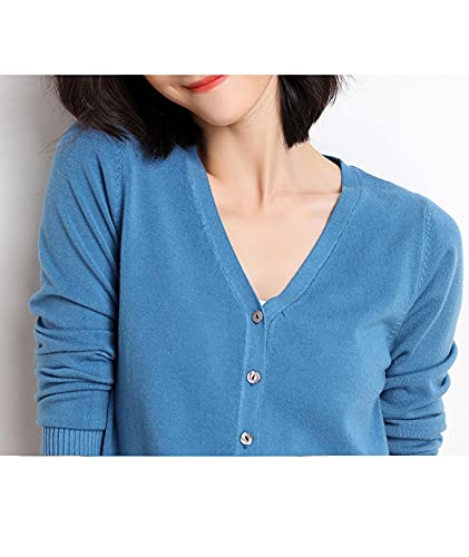 SEMATOMALA Women’s Solid V Neck Button Down Long Sleeve Lightweight Basic Supima Cotton Soft Knit Vee Cardigan Sweaters2