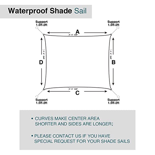 Ecoopts GDSSRS12ER1015LGY 10'X15' Waterproof Sun Shade Sail Rectangle Canopy Cover Uv Blockage thumb #2