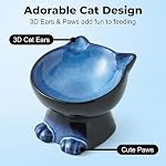 Slanted Elevated Cat Bowls: 5 Inch Ceramic Raised Cat Food Bowl for Protecting Pet's Spine - Microwave & Dishwasher Safe -Elegant Blue & Black (4.5 OZ /1 PC) - Image 5