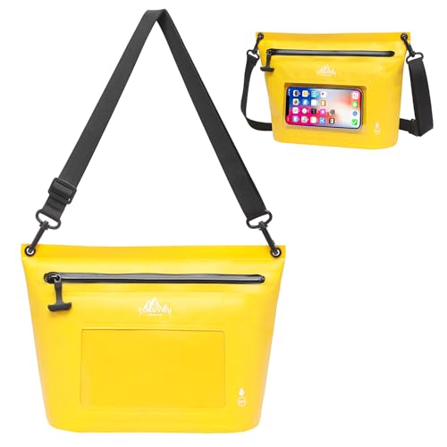 VOKUVIKU wasserdichte Tasche, sup Tasche wasserdicht klein, wasserdichte Handyhülle IPX7 mit Touch-Handyfenster, Wassersport Strand Schwimmen Boot Fahren usw, Gelb