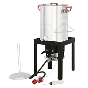 CreoleFeast Aluminum 30 Qt. Turkey Fryer Pot Set, 50,000 BTU Propane Turkey Fryer Burner for Outdoor Cooking, TFS3000L