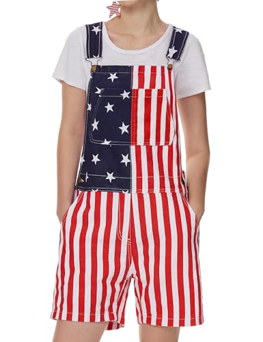 OeyFnbmO Bib Overalls for Women Fashion Shorts Jumpsuits Festival Outfits Coveralls(Flag S)