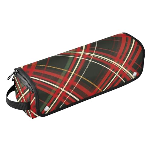 Estuche de viaje portátil GuoChe con tapete resistente al calor, diseño a cuadros rojo y negro miniatura 1