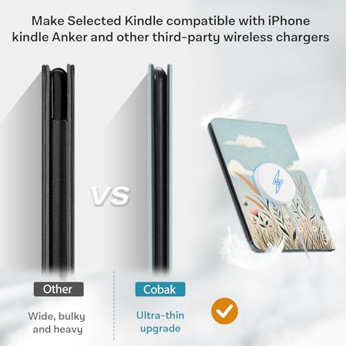 Image of CoBak Stand Case for 7 inch Kindle Paperwhite 12th Gen 2024 and Kindle Colorsoft with Hand Strap - Compatible with iPhone MagSafe, for Samsung /Belkin /Anker Wireless Charging Pads, Durable, Auto Sleep Wake