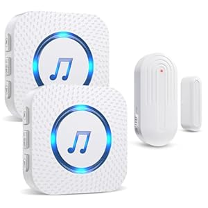 SanJie Door Chime, Door Open Contact Sensor Alarm with 500 FT Range,26 Chimes 5 Adjustable Volume for Business/Store/Home/Office When Entering 2 Receivers +1 Sensors