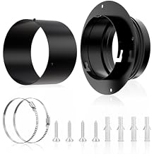 Hon&Guan Dryer Vent Connector, High Quality Iron Twist Lock Dryer Vent Wall Plate with Quick Connect & Disconnect, Fits 4 Inch Ducting for HVAC Ventilation, with Tape