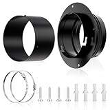 Hon&Guan Dryer Vent Connector, High Quality Iron Twist Lock Dryer Vent Wall Plate with Quick Connect & Disconnect, Fits 4 Inch Ducting for HVAC Ventilation, with Tape