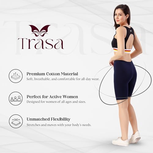 Image of TRASA Women's Cotton Fashion Biker Workout Cycling Shorts, Avialable Sizes: S,M,L,XL,2XL,3XL