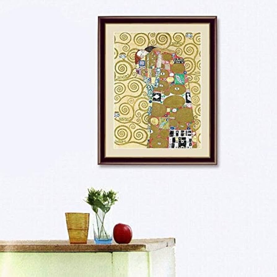Amazon.co.jp: グスタフ・クリムト『抱擁』高精彩工芸画+手彩