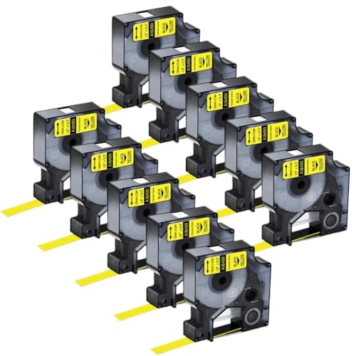 _ȃiCx10pbN12mm 19mme[vfA18488 A18490 S0718100 S0718080ѕiԍA184888ƌ݊̂郉xv^[(10PK Black on Yellow)