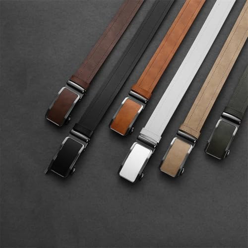 Men's Leather Belt, Automatic Ratchet Buckle Business Belt, Adjustable Length 40Zdk679w-Bk 115CM4