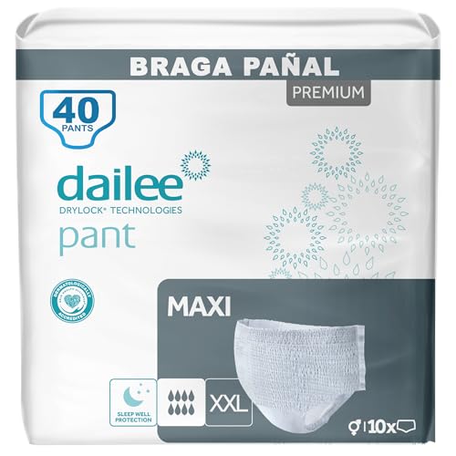 Dailee Pants Maxi XXL - 40x Pañales Adultos Maxima Absorcion - Braga Pañal Adulto para Ancianos, Hombres y Mujeres - 40 Bragas Incontinencia Mujer y Hombre