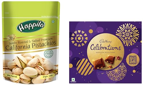 Cadbury Celebrations Premium Selections Chocolates Gift Pack 268 g & Happilo Premium Californian Roasted and Salted Pistachios, 200g (Pack of 1) -