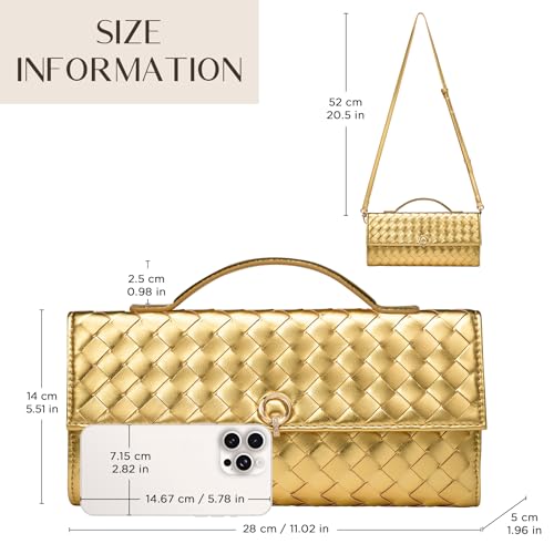Image of CHUNLI Dressy Clutch Purses for Women, Crossbody Bags with Top Handle, Formal Evening PU Leather Flapover Handbag