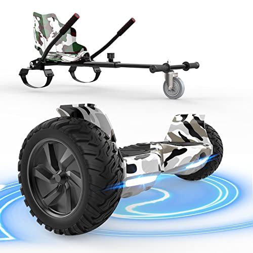 Hoverboards SUV 8.5 Pouces avec Hoverkart, Gyropode Double Moteur, Bluetooth et LED, Auto-équilibrage pour Enfant et Adult