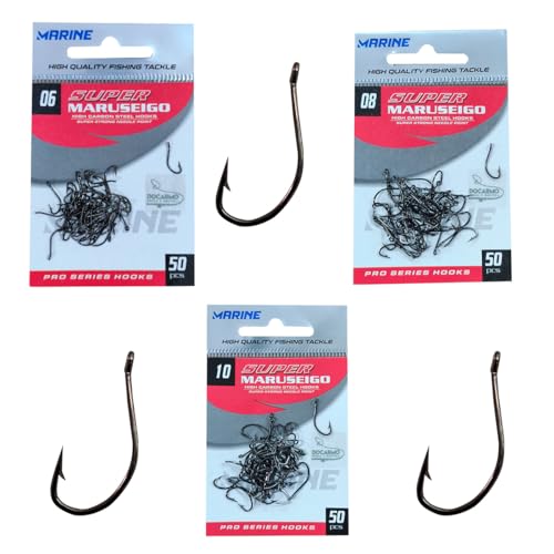Marine Sports, Kit 150 Anzol Super Maruseigo N°06/08/10 Preto Black Marine