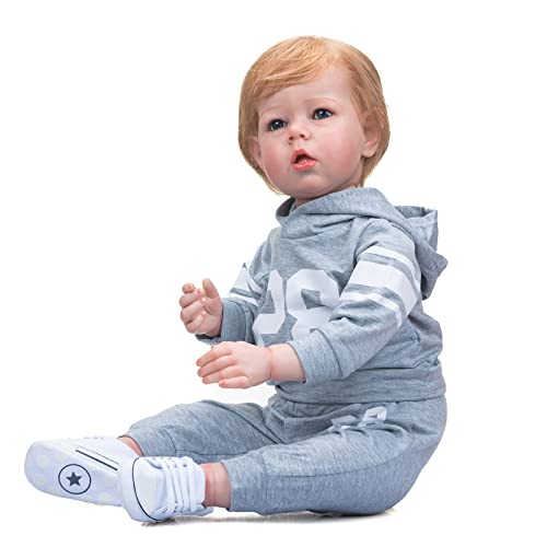 Enjoy with Love 75 cm Riesige Größe Reborn Kleinkind Baby Liam Real Picture Hand Paint Puppe mit 3D Haut Sichtbare Venen Lebensechte 12 Monate Puppe (Blue Eyes) Cover