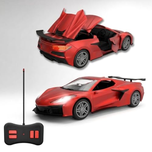 Image of Convertible Remote Control Car for Kids | Rechargeable RC Car with 2+ Hours Playtime | Manually Openable Doors & Roof | Made in India (Matte Red)