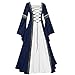 MRGIINR Damen Outfits mit ausgestellten Ärmeln, mittelalterlich, Schnürung, quadratischer Ausschnitt, irisches Renaissance-Kleid mit Taille, Maxi-Halloween-Kostüme, A01_navy, Medium