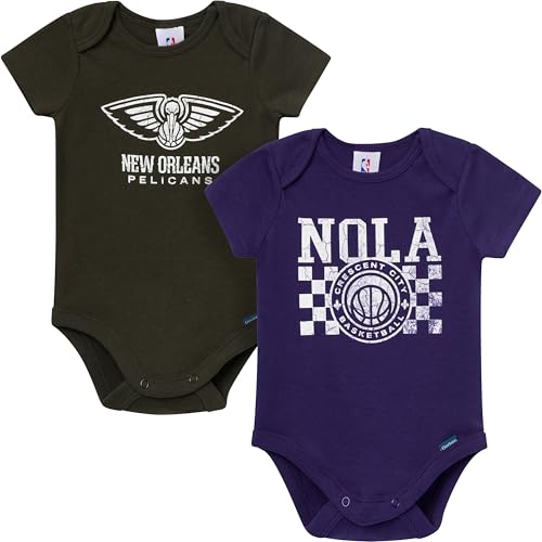 Image of Gerber Baby NBA Boys & Girls 2-Pack Short Sleeve Onesie Bodysuits