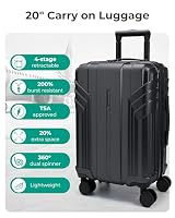 BAGSMART Expandable Carry On Luggage 22x14x9 Airline Approved, Black — image 3