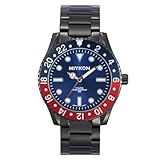 Miykon Orologi da uomo in acciaio inox, orologio sportivo, al quarzo giapponese, resistente all'acqua, 45 mm, modello Y3E34, Bracciale nero, quadrante blu, Casual Luxury Sport Diving Diver