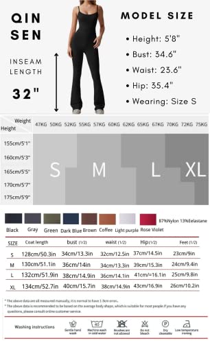 Qinsen Black Jumpsuit For Women Sleeveless Sexy Backless Stretch Flare Leggings Romper Unitard Xl #TOP6