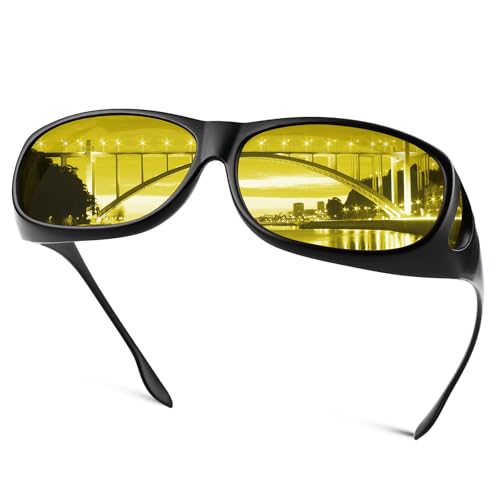 Image of Night Driving Glasses for Men Women Fit Over Sunglasses Anti Glare Polarized HD Night Vision Glasses