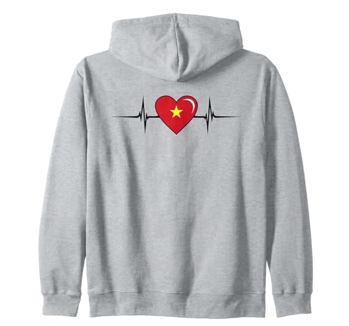 Heartbeat Design Bandera Vietnamita Vietnam Sudadera con Capucha