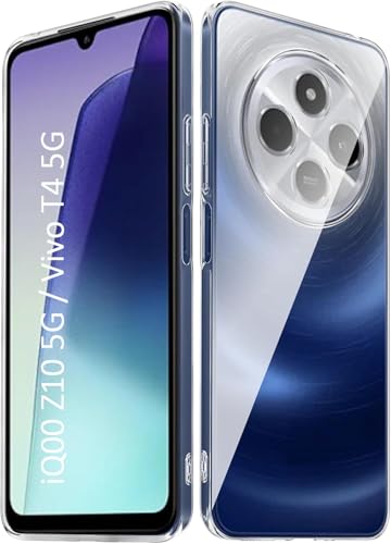 Image of REALCASE Silicone iQoo Z10 / Vivo T4 5G Back Cover Case, Scratch Resistant Protective Crystal Clear Transparent Shock Proof Bumper Back Cover Case for iQoo Z10 / Vivo T4 5G