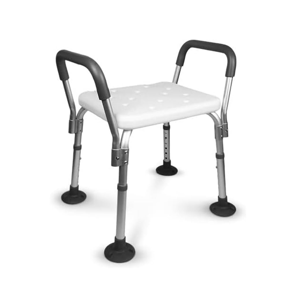 Silla de ducha antivuelco con reposabrazos extraíbles para ancianos