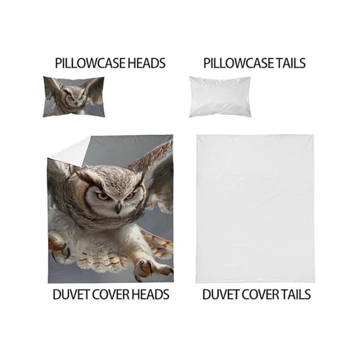 Housse de couette single animaux microfibre 135x200 cm avec taies