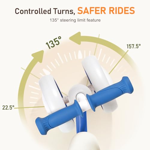 Image of Colorful Lighting Baby Balance Bike Toys for 1 Year Old Boys Gifts, Balance Bike 1 Year Old No Pedal, 12-24 Months Toddler Ride on Toys with 4 Silent Wheels & Soft Seat, 1st Birthday Gifts, Blue