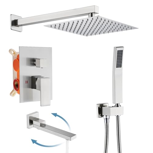 AVSIILE Shower Faucet Set with Tub Spout 10 Inch Shower Head, Brushd Nickel by AVSIILE - Used condition - US$79.99