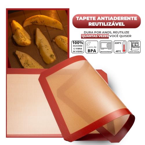 Tapete Culinário de Silicone e Fibra de Vidro Para Forno Cozinhar Assar Jogo Americano Protetor de M