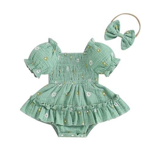 Image of Xdftwdmgqe Baby Girl Outfits Newborn Bodysuit Bubble Romper Infant 0 3 6 12 18 Months Toddler Summer Clothes